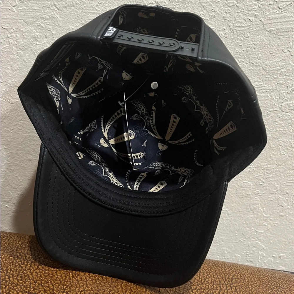 Brand New Defend Hawaii Black Leather with Gold “H” Spear A-Frame Baseball Cap!